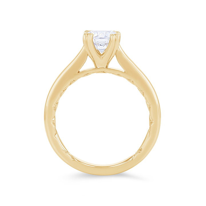 A. Jaffe Solitaire Cathedral Double Prong Engagement Setting In Yellow Gold 14K