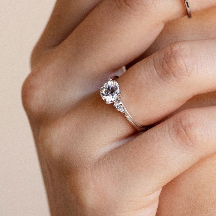 Yellow Gold 14K Kirk Kara Stella Three Stone Pear Diamond Engagement Setting