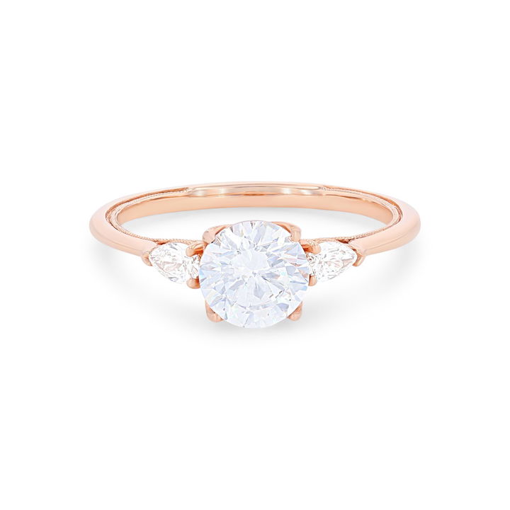 Yellow Gold 14K Kirk Kara Stella Three Stone Pear Diamond Engagement Setting