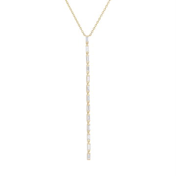 Baguette Diamond Drop Necklace In Yellow Gold 14K