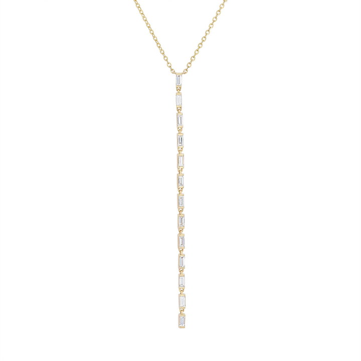 Baguette Diamond Drop Necklace In Yellow Gold 14K