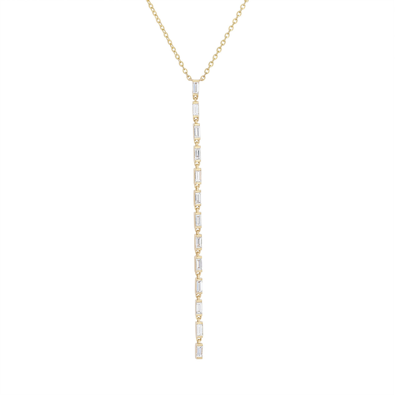 Baguette Diamond Drop Necklace 0
