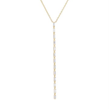 Baguette Diamond Drop Necklace In Yellow Gold 14K