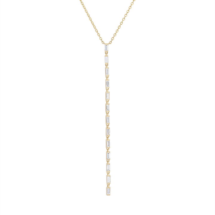 Baguette Diamond Drop Necklace In Yellow Gold 14K