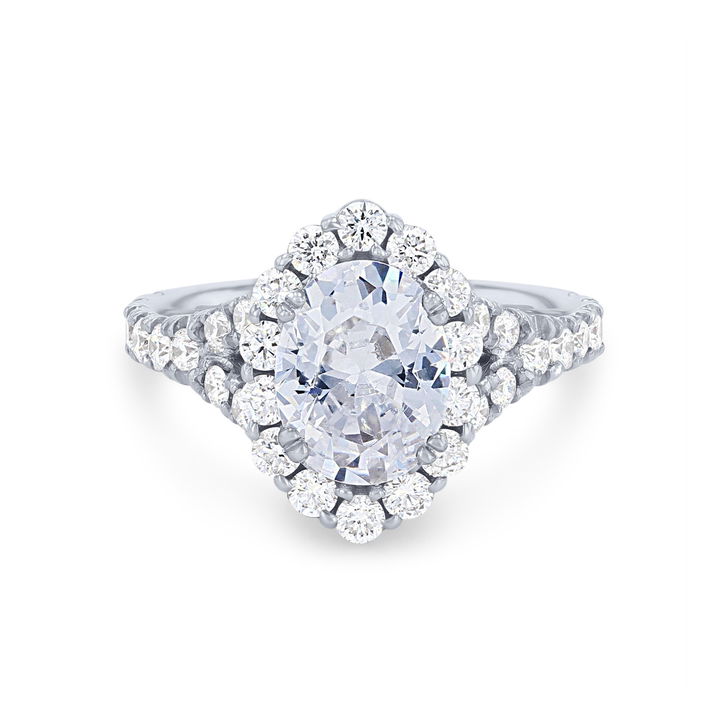 White Gold 14K Uneek Oval Halo Split Engagement Setting