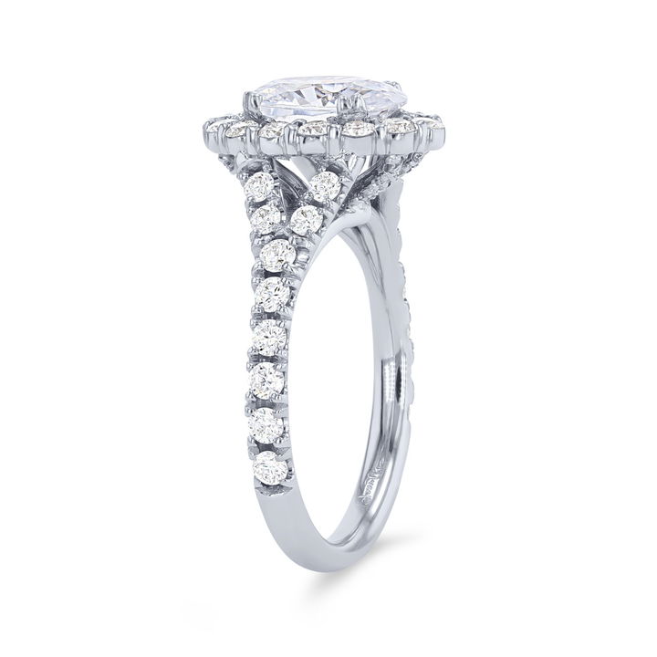 White Gold 14K Uneek Oval Halo Split Engagement Setting