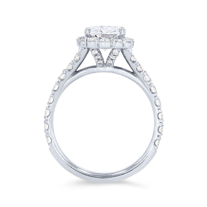 White Gold 14K Uneek Oval Halo Split Engagement Setting