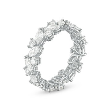 Marquise and Round Diamond Eternity Wedding Band by C. Gonshor In White Gold 18K