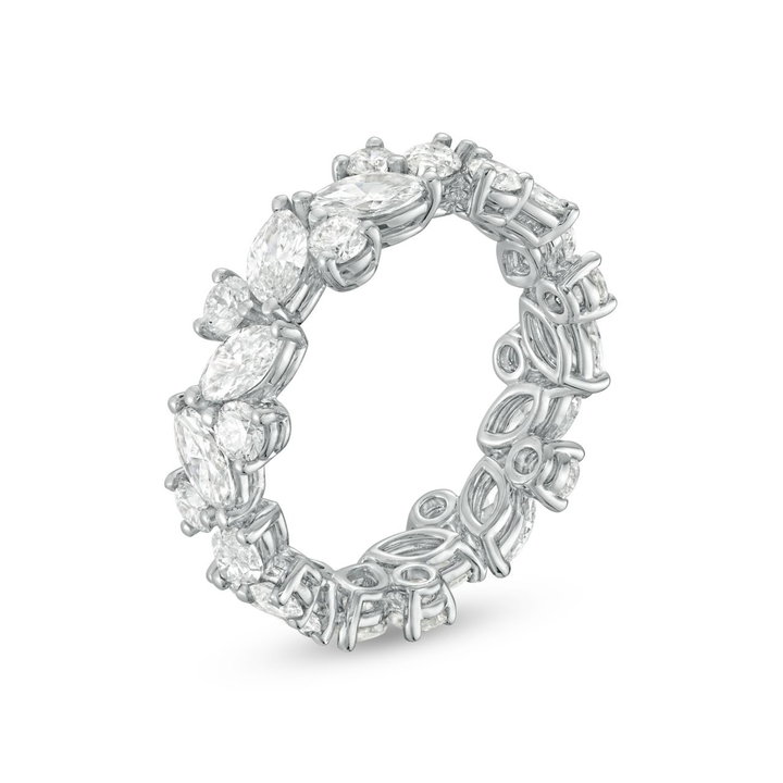 Marquise and Round Diamond Eternity Wedding Band by C. Gonshor In White Gold 18K