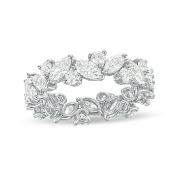 Marquise and Round Diamond Eternity Wedding Band by C. Gonshor In White Gold 18K