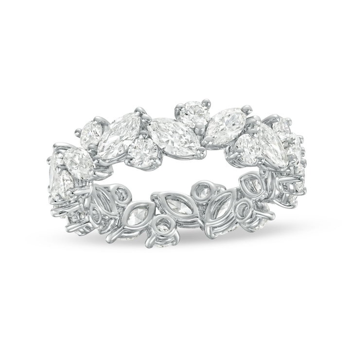 Marquise and Round Diamond Eternity Wedding Band by C. Gonshor In White Gold 18K