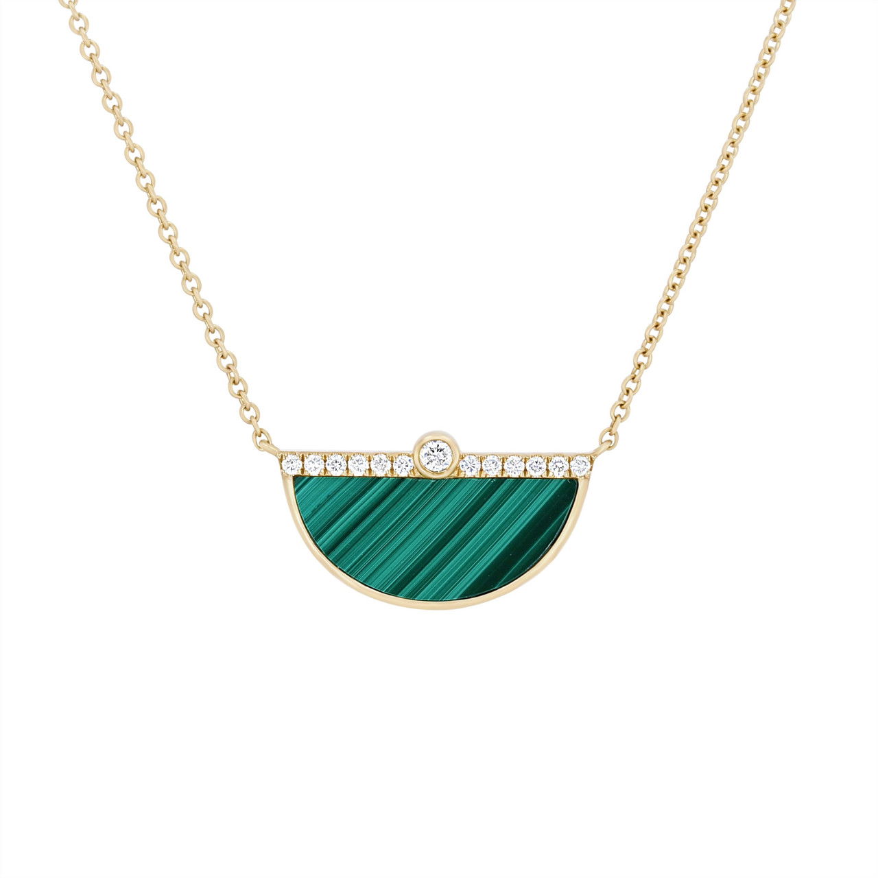 Malachite and Diamond Half Circle Pendant