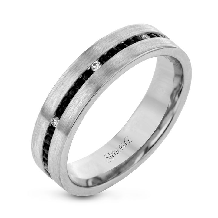 Rose Gold 14K Simon G. Black and White Diamond Wedding Band