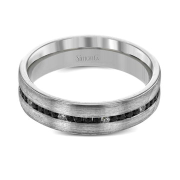 Simon G. Black and White Diamond Wedding Band In Rose Gold 14K