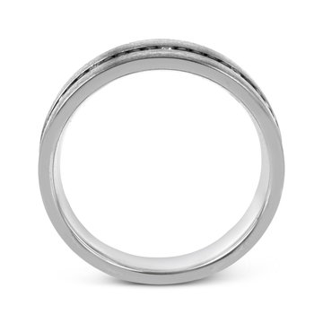 Simon G. Black and White Diamond Wedding Band In Rose Gold 14K
