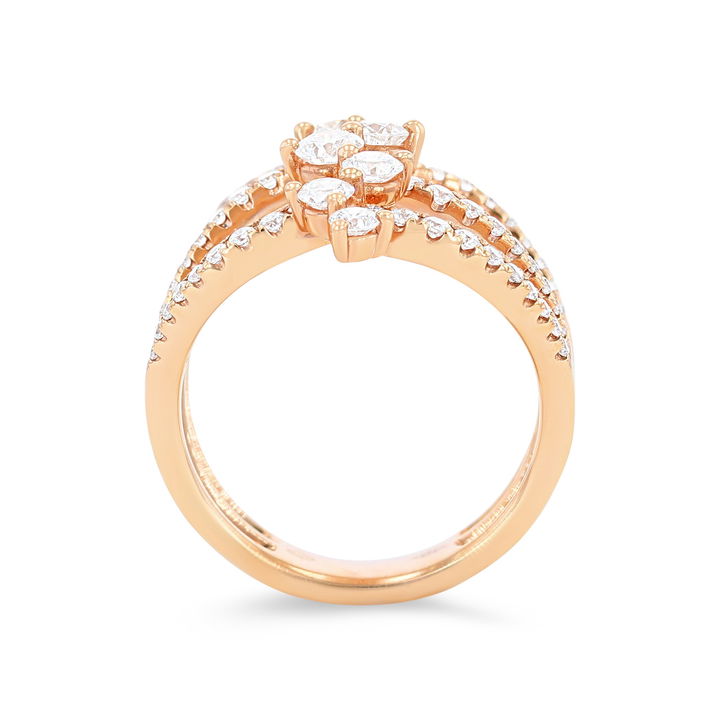 White Gold 18K Multirow Curve Diamond Ring