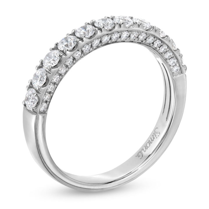 Platinum Simon G. Three Sided Diamond Wedding Band