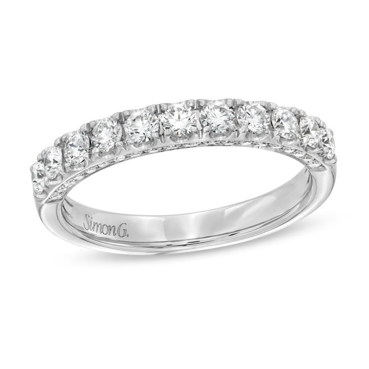 Platinum Simon G. Three Sided Diamond Wedding Band