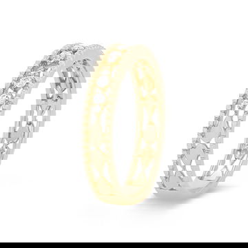 Uneek Beaded Illusion Pear Shape Wedding Band