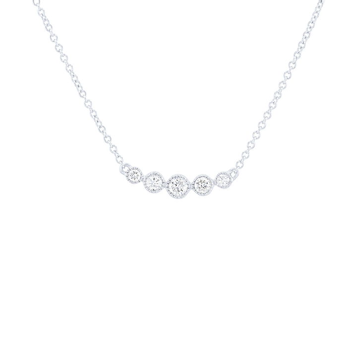Bezel Milgrain Diamond Pendant In White Gold 14K