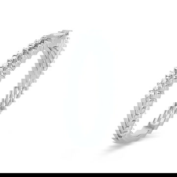 Uneek Two Row Beaded Baguette and Round Diamond Wedding Band