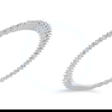 Uneek Two Row Beaded Baguette and Round Diamond Wedding Band