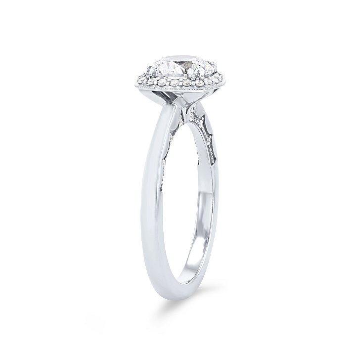 White Gold 14K Tacori Coastal Crescent Cushion Halo Engagement Setting