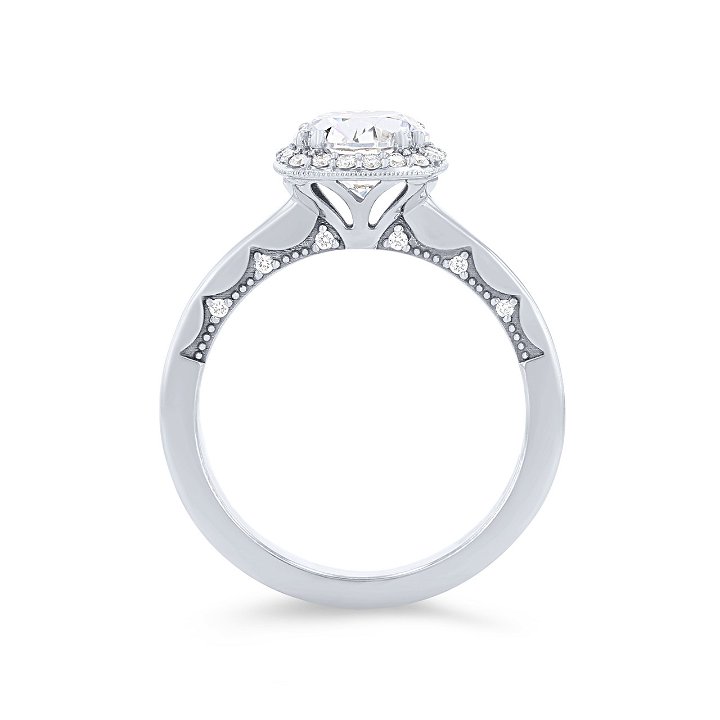 White Gold 14K Tacori Coastal Crescent Cushion Halo Engagement Setting