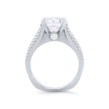 Simon G. Princess and Round Diamond Four Row Euro Fit Engagement Setting In White Gold 18K