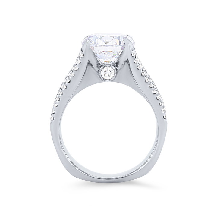 Simon G. Princess and Round Diamond Four Row Euro Fit Engagement Setting In White Gold 18K