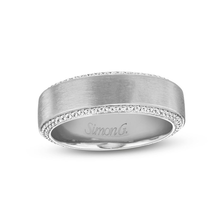 Simon G. Matte Diamond Eternity Wedding Band In White Gold 18K