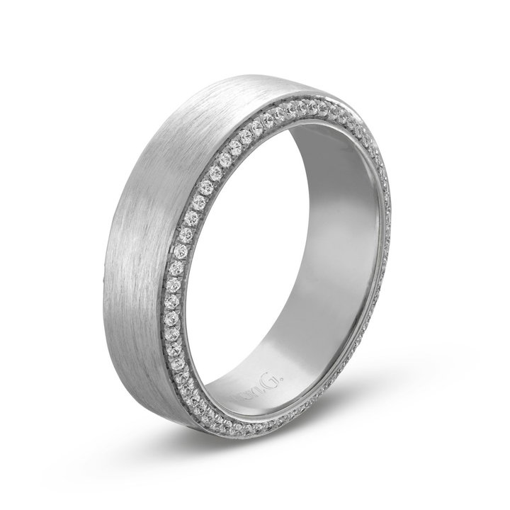 Simon G. Matte Diamond Eternity Wedding Band In White Gold 18K