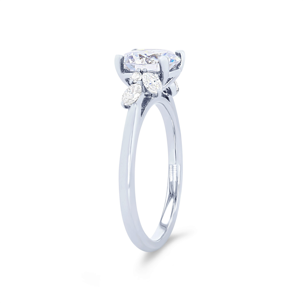 Offset Marquise and Round Diamond Engagement Setting