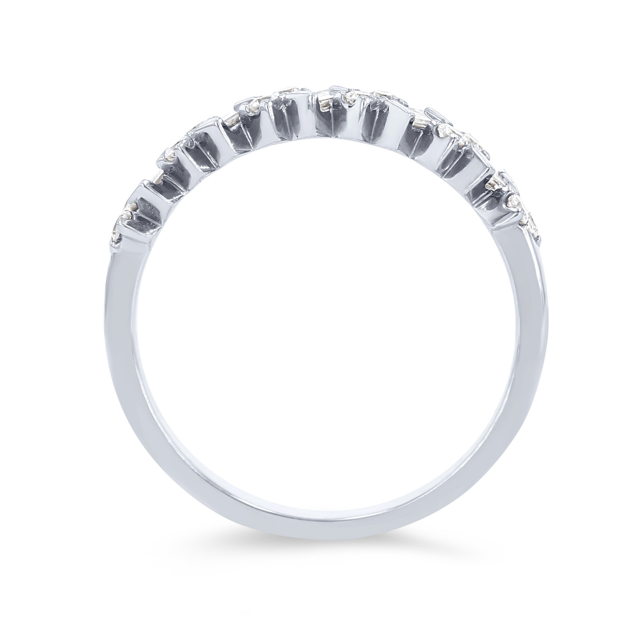 Uneek Diagonal Alternating Baguette and Round Diamond Wedding Band
