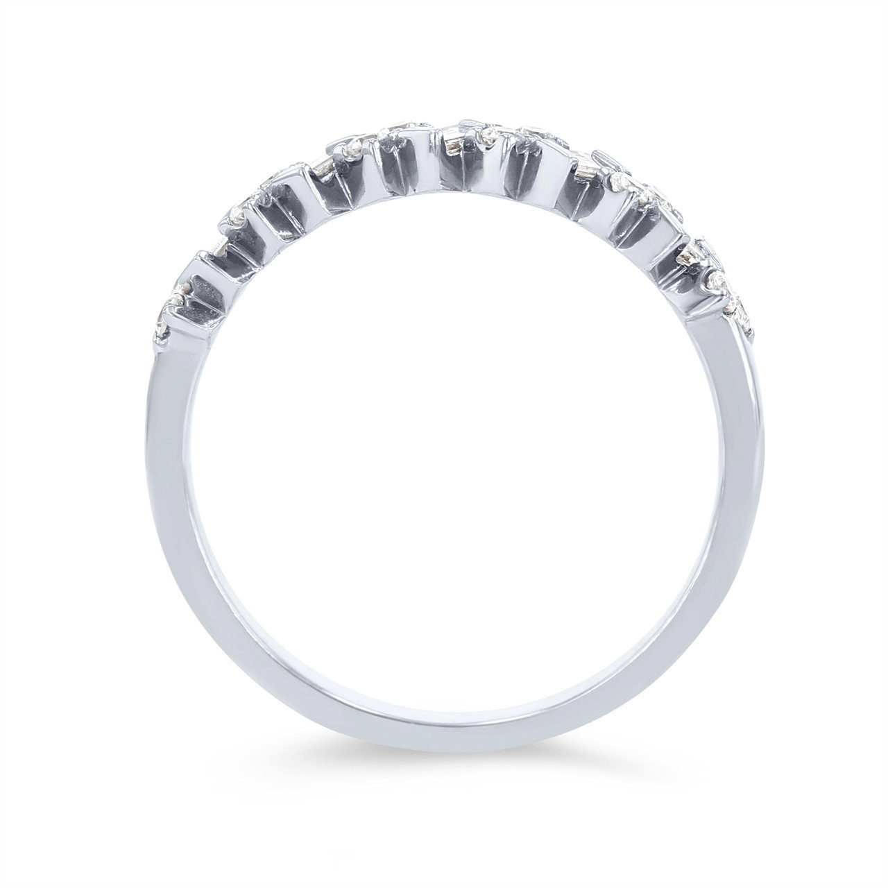 Uneek Diagonal Alternating Baguette and Round Diamond Wedding Band