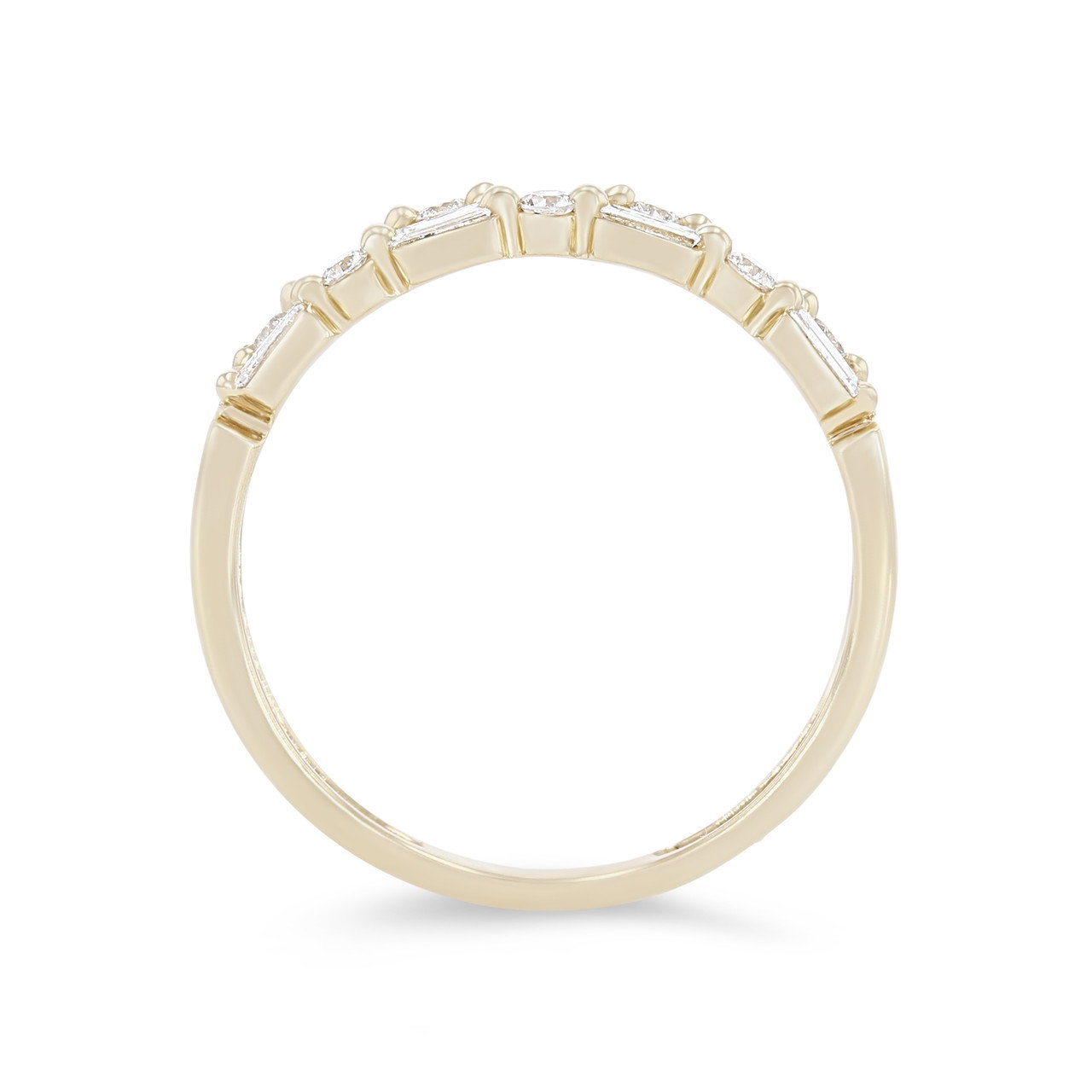 Uneek Two Row Alternating Baguette and Round Diamond Wedding Band 2