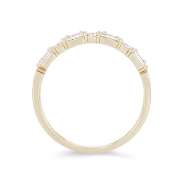 Uneek Two Row Alternating Baguette and Round Diamond Wedding Band In Solid 14K Yellow Gold