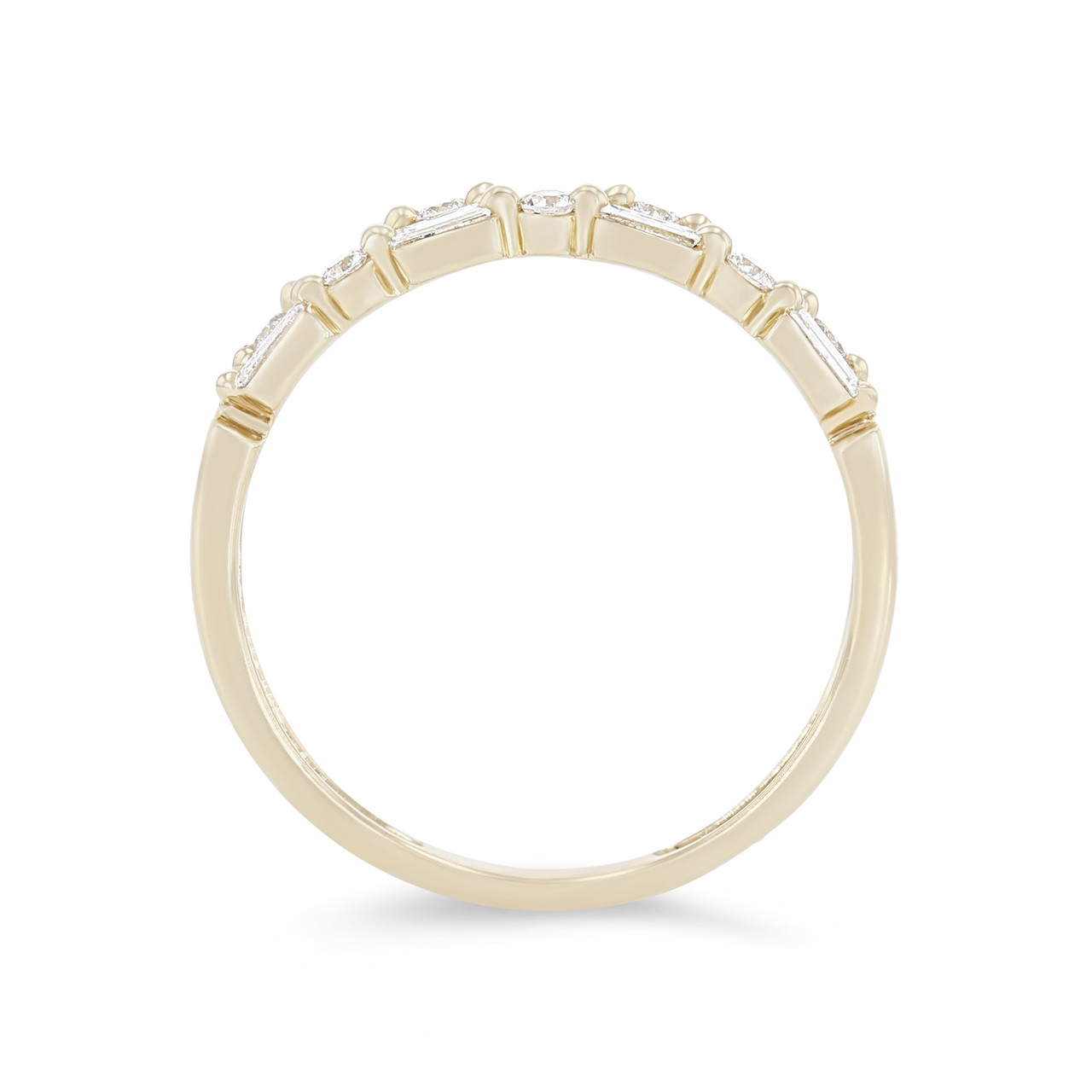 Uneek Two Row Alternating Baguette and Round Diamond Wedding Band