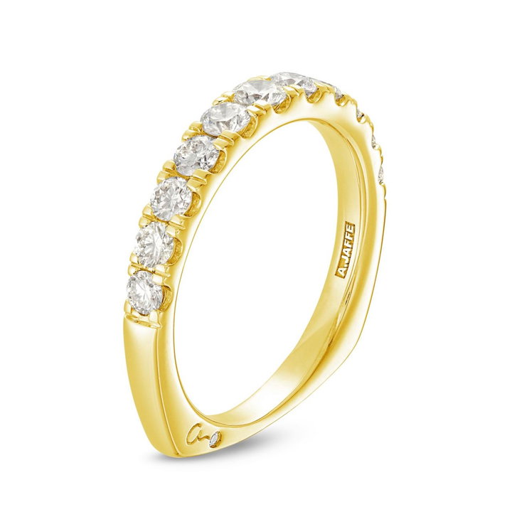 A. Jaffe Classic Diamond Euro Shank Wedding Band In Yellow Gold 14K