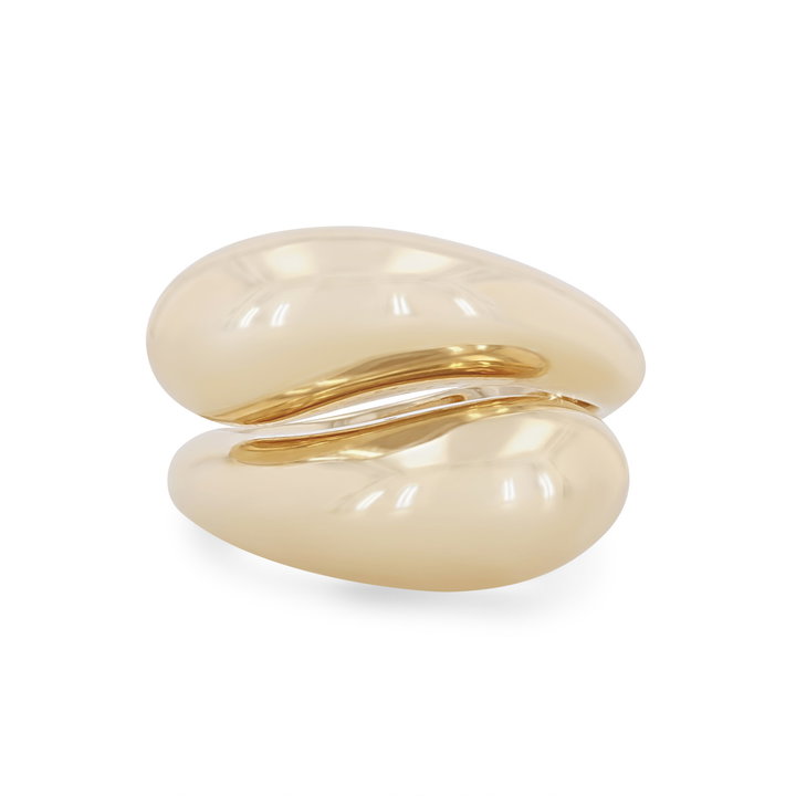 Gold Bypass Dome Ring In White Gold 14K