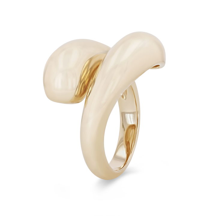 White Gold 14K Gold Bypass Dome Ring