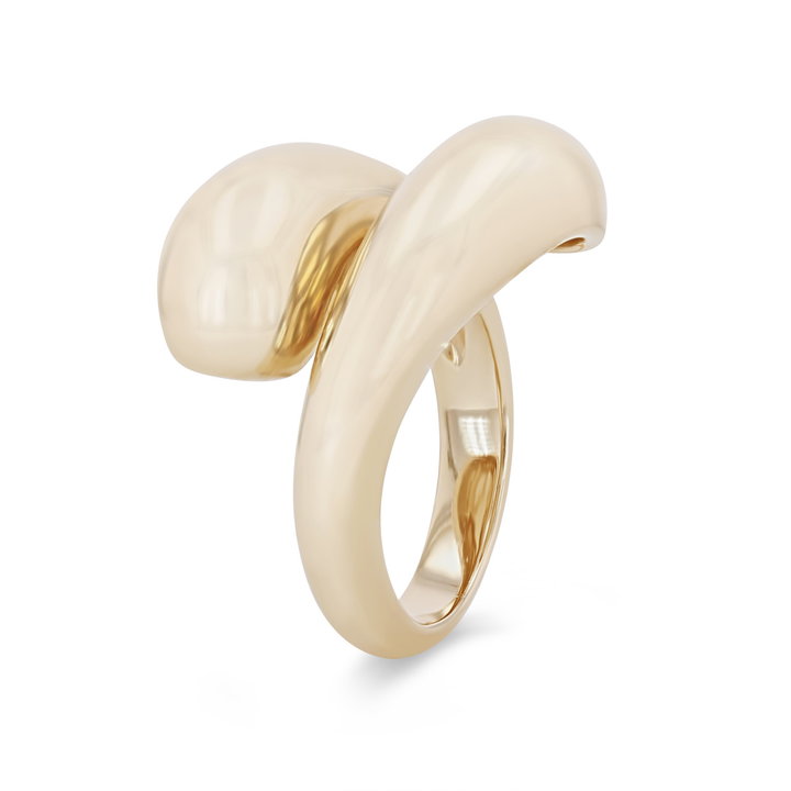 Gold Bypass Dome Ring In White Gold 14K