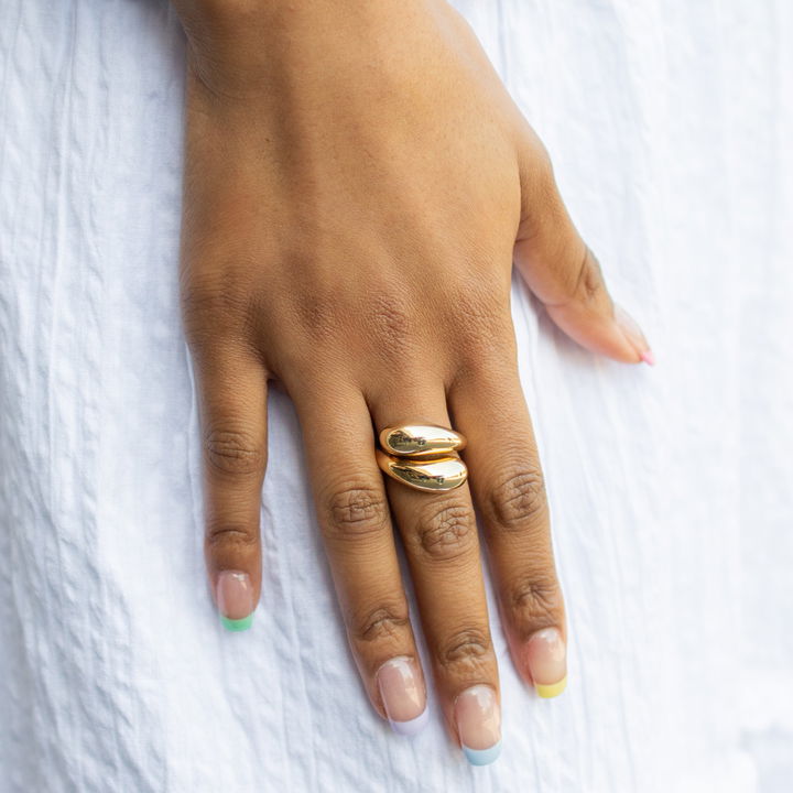 White Gold 14K Gold Bypass Dome Ring