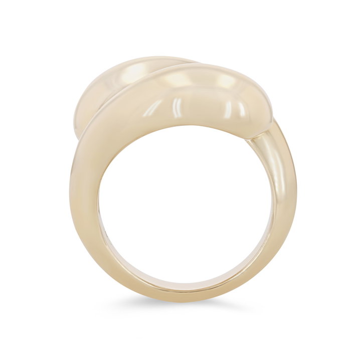 Gold Bypass Dome Ring In White Gold 14K