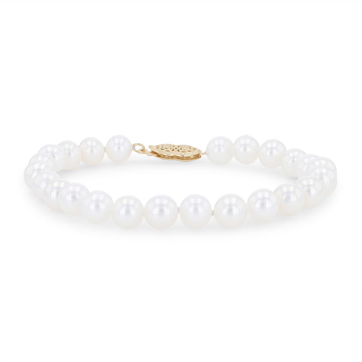 White Gold 14K Freshwater Pearl Strand Bracelet