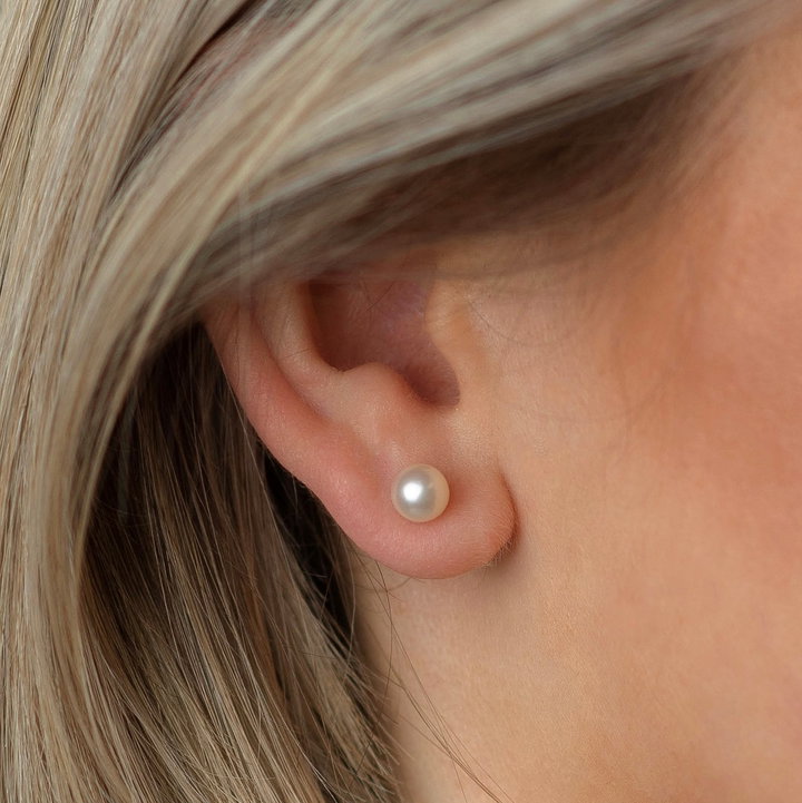 Freshwater Pearl Stud Earrings In White Gold 14K