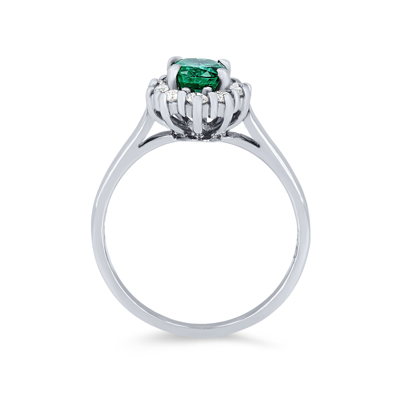 Oval Green Emerald and Diamond Halo Ring 1
