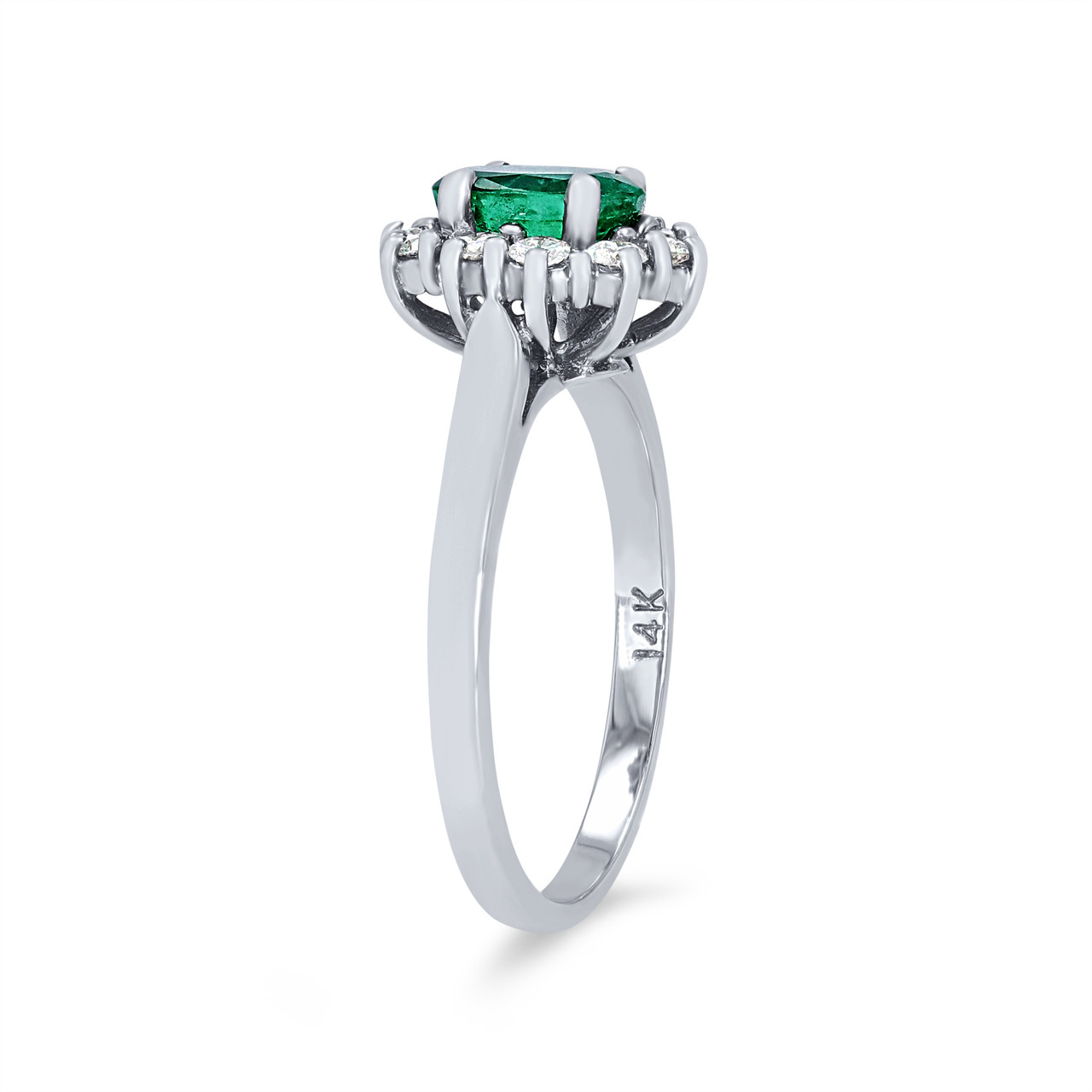 Oval Green Emerald and Diamond Halo Ring 2