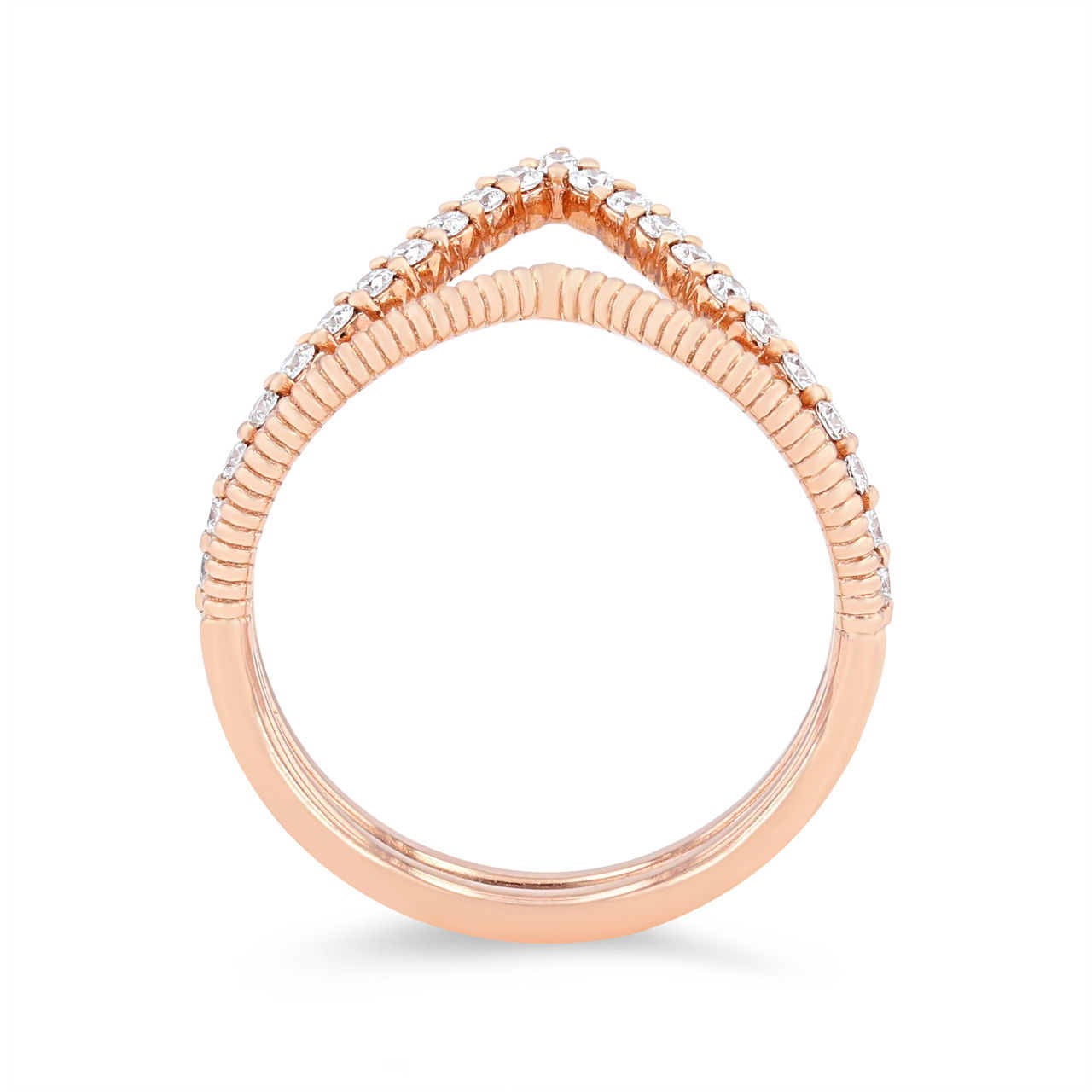 Two Row "V" Shape Diamond Ring