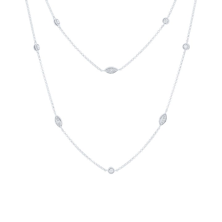 Milgrain Diamonds by the Yard 36 Inch Necklace In White Gold 14K